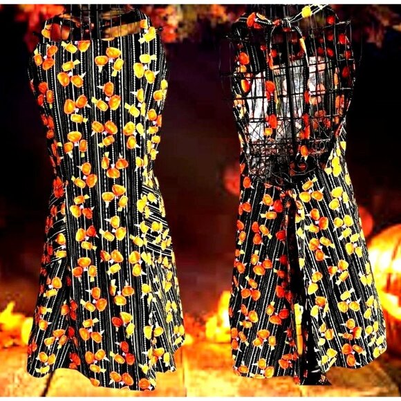 Vintage Handmade Halloween Apron Jack O Lanterns Pockets Baking Trick Treat New - Picture 1 of 12